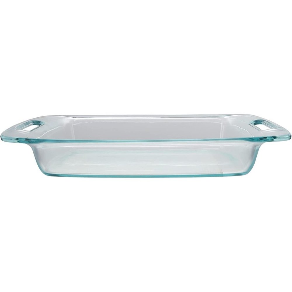 PYREX C233 Easy Grab Baking Dish 3qt Glass Food Storage Dish Open Handles No Lid